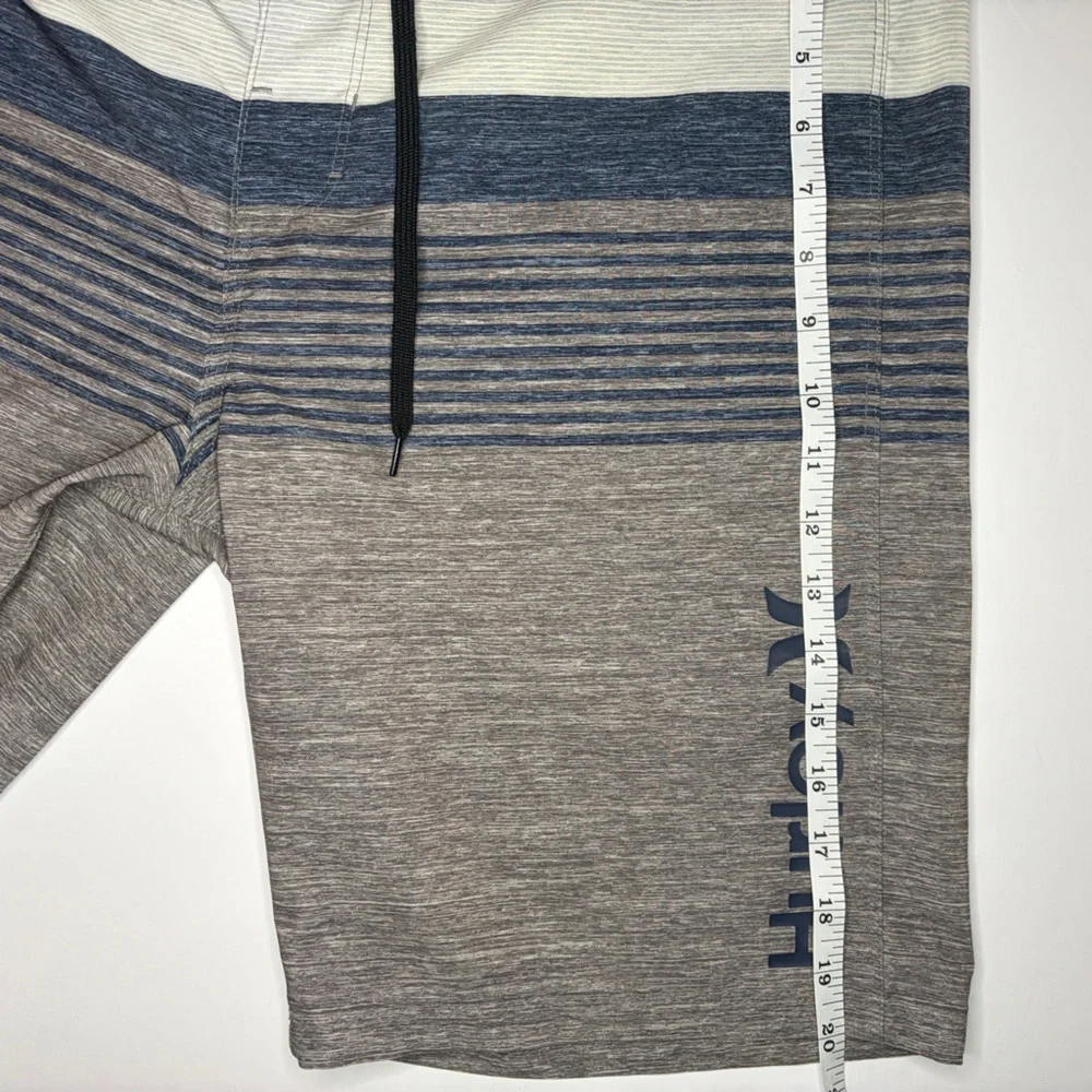 Hurley Men’s Blue and Gray Gradient Stripe Board Shorts
